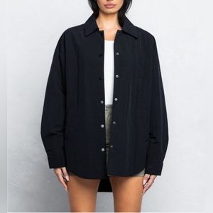 Black out * thin padded button down oversized  shacket